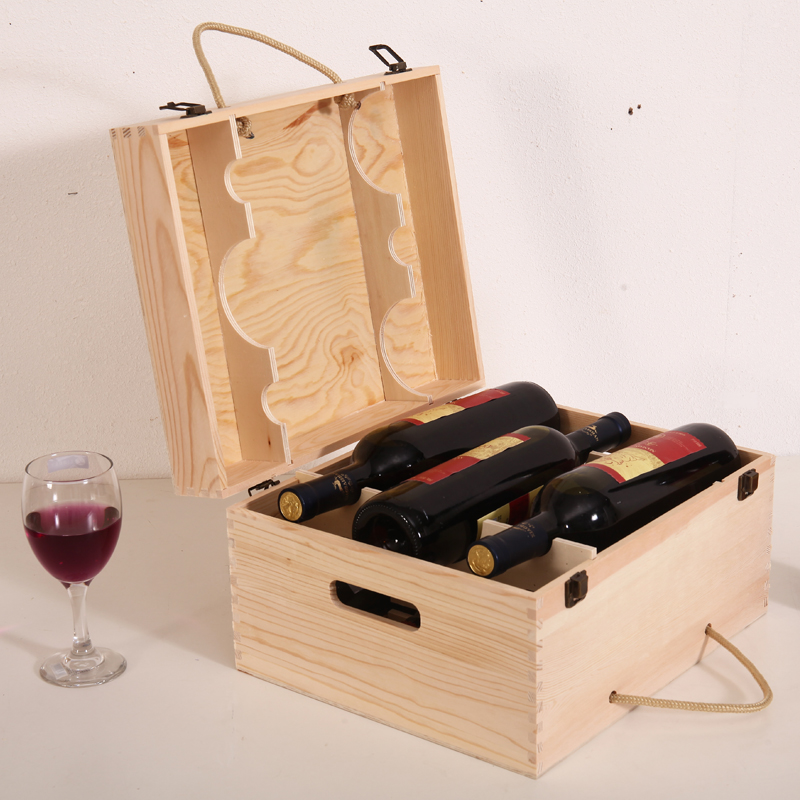 红酒盒红酒箱六支装木盒 6只葡萄酒木箱实木制高档礼盒红酒包装盒