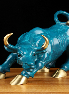 手工彩绘铜华尔街牛摆件 铜 摆件 牛 摆件