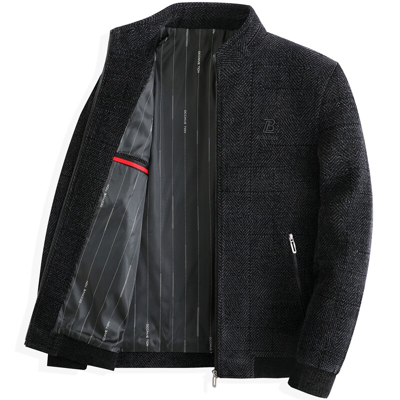 爸爸秋冬装雪尼尔外套中年男士翻领夹克中老年人男装加绒加厚棉衣