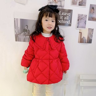 宝宝羽绒服中长款中小童女童裙型羽绒服公主风冬季保暖外套
