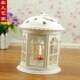 欧式 田园公主房白色镂空铁艺玻璃风灯烛台摆件生日礼物婚庆道具