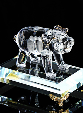 水晶猪摆件招财家居摆设客厅玄关电视客厅家居书房工艺装饰品摆件