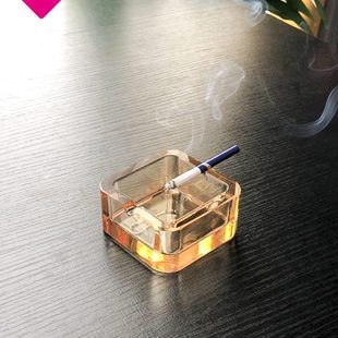 家用客厅玻璃办公室欧式 创意烟灰缸个性 潮流烟缸北欧小号透明水晶