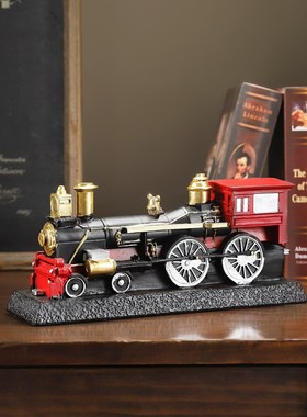 复古怀旧火车高端大气上档次现代简约酒柜汽车摆件客厅工艺品摆设