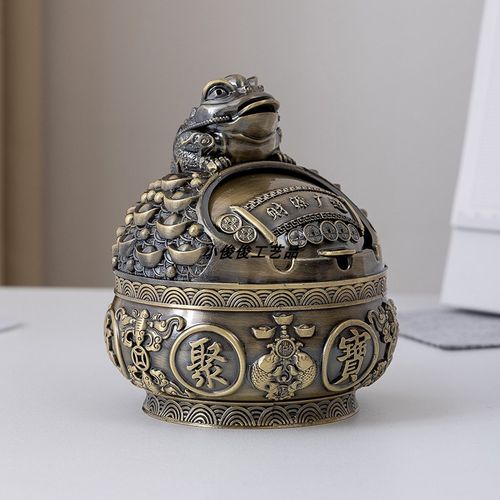 中式创意聚宝盆特大号烟灰缸家用客厅餐厅办公室装饰金蟾烟缸