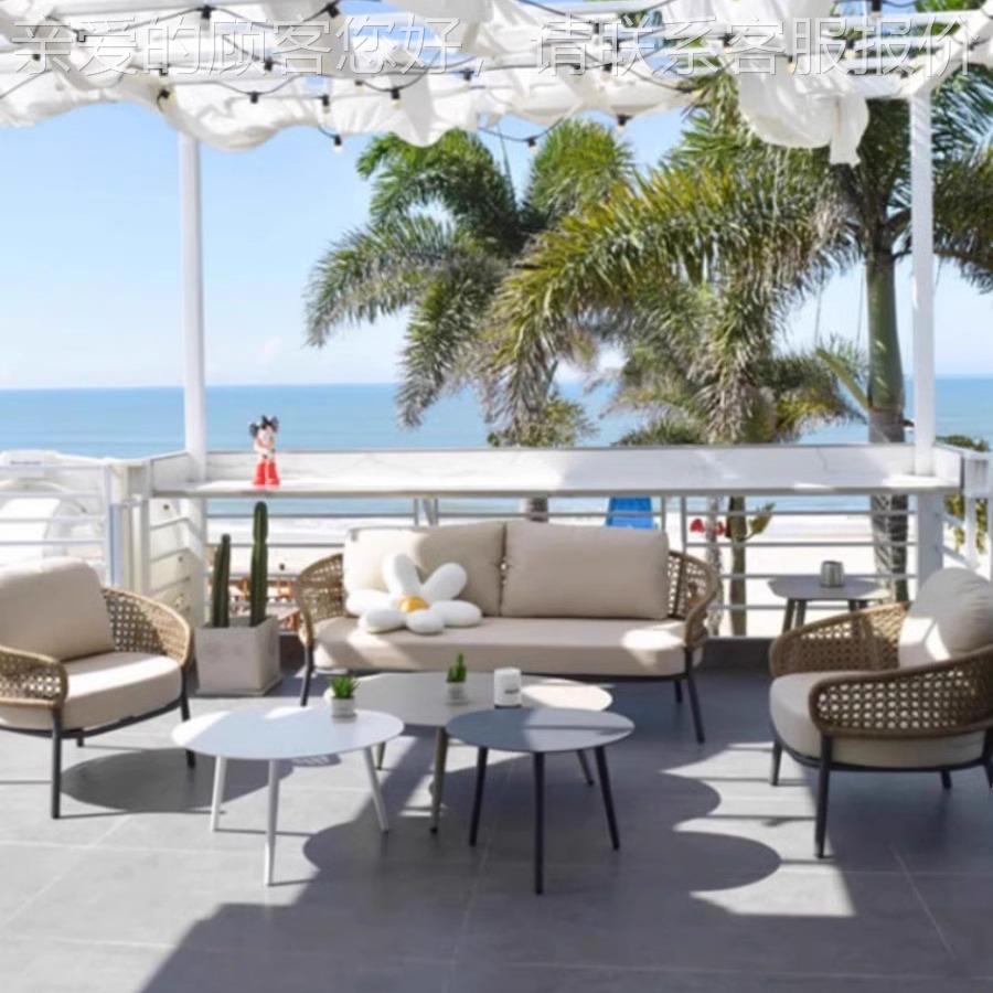 院户外露休闲沙发别防墅庭天阳台藤52编桌椅组合防水晒家具组合北