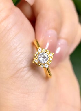 18K金戒指 点钻太阳花戒指 80013