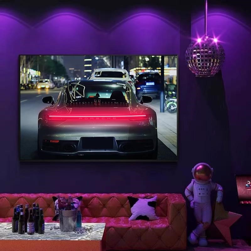 汽车发光壁画装饰画卧室电竞房挂画氛围灯尾灯车灯无线遥控发光画