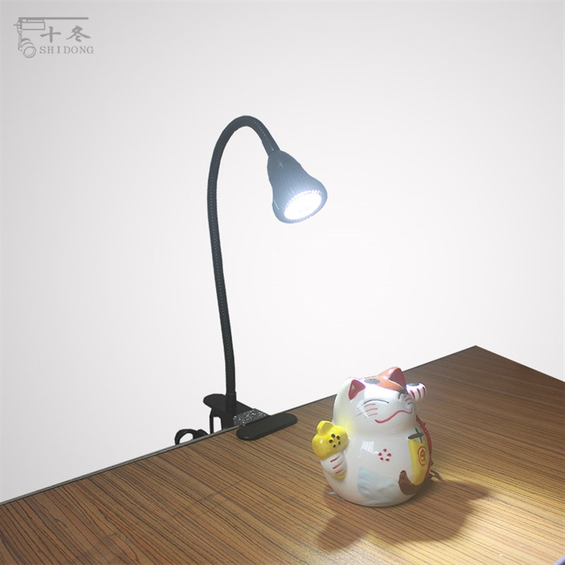 LED金属铝头夹子灯柜台书架软管支架灯带插头创意床头聚光大功率