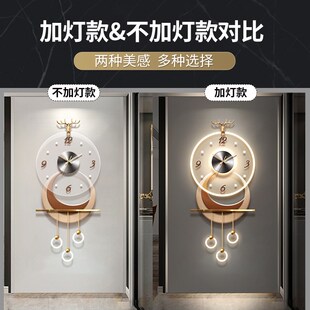 饰画轻奢走廊尽头立体led氛围灯挂画高级感发光壁画 玄关时钟装