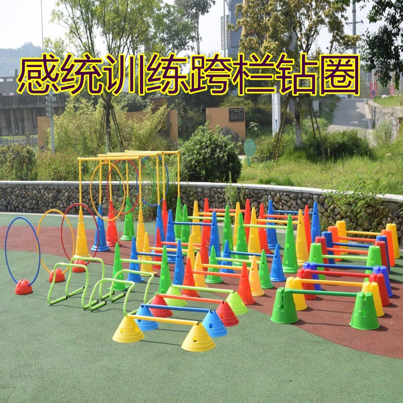 幼儿园跨栏早教训练感统器材组合跨栏玩具钻圈障碍物标志桶