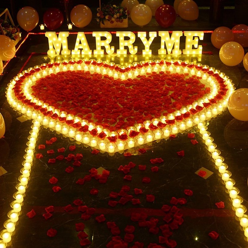 电子蜡烛浪漫惊喜生日求爱求婚创意布置用品表白道具室内告白套餐