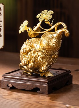 朱炳仁铜 福禄代代套装摆件客厅玄关葫芦装饰开业乔迁礼物