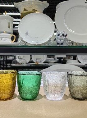 ROUPA罗派树皮纹彩色玻璃杯水杯果汁杯洋酒杯饮料杯绿色灰色透明