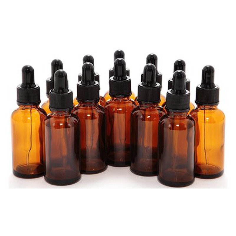 12支装30ml棕色玻璃精油瓶美容香水分装瓶化妆品旅行便携滴管瓶