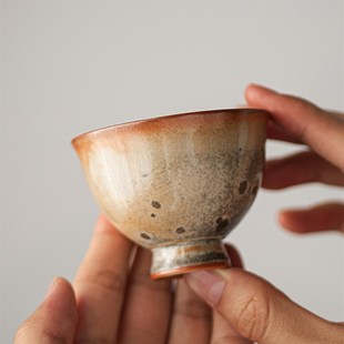 陶瓷品茗杯单茶杯功夫茶具主人杯 心器志野柴烧茶杯窑变家用中式