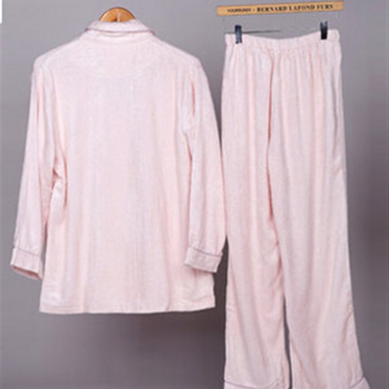 中国结竹纤维秋冬睡衣家居服套装情侣毛巾料长袖长裤纯棉两件套