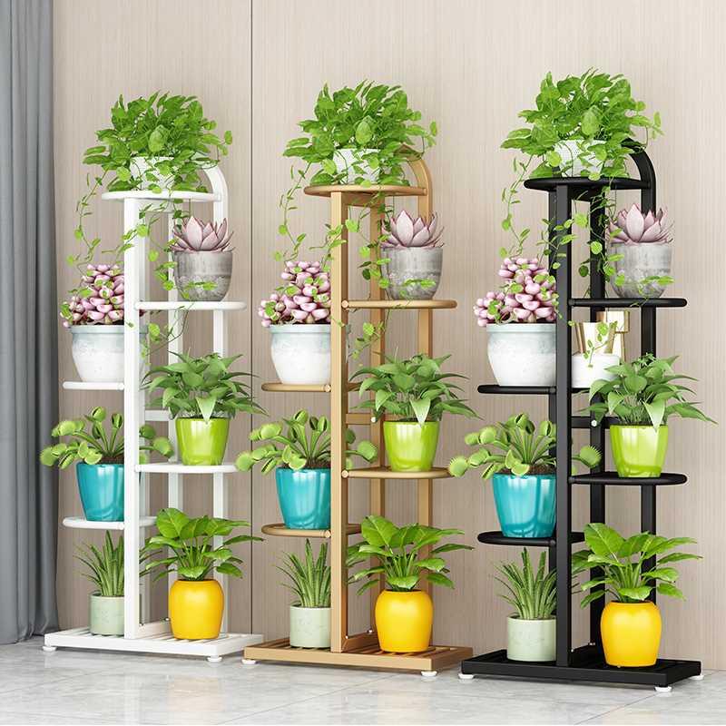 花架子室内家用阳台落地式置物架铁艺客厅花盆多层挂架花架绿萝
