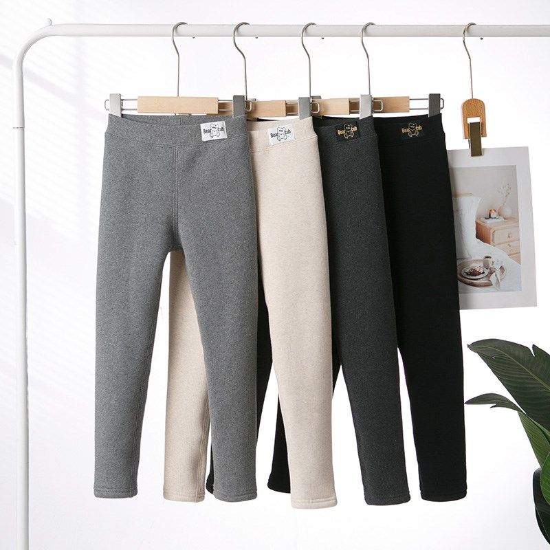 女童加绒加厚打底裤新款儿童冬季无骨特厚外穿洋气裤子中小童长裤