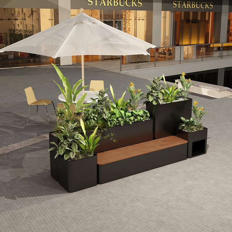 户外花箱定制镀锌板不锈钢样品屋展示中心花盆室外铁艺花架商业街