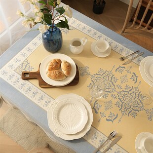 桌布长方形复古氛围感餐桌桌布美式高级感客厅茶几全棉布艺桌布