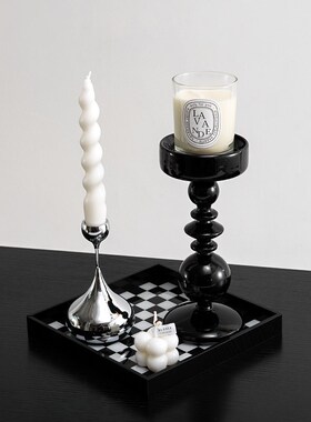 中古风轻奢烛台香薰摆件高级感餐桌托盘蜡烛组合洗手间法式装饰品