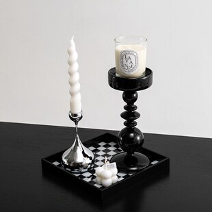 中古风轻奢烛台香薰摆件高级感餐桌托盘蜡烛组合洗手间法式装饰品