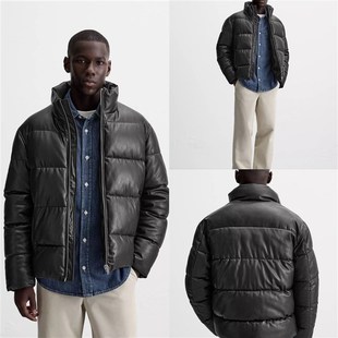 柜799!新品男装黑色保暖仿皮棉服立领皮衣拉链夹克外套 8281313