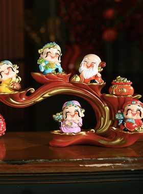 五路圣君财神爷摆件办公室玄关电视柜装饰品店铺开业乔迁送人礼品