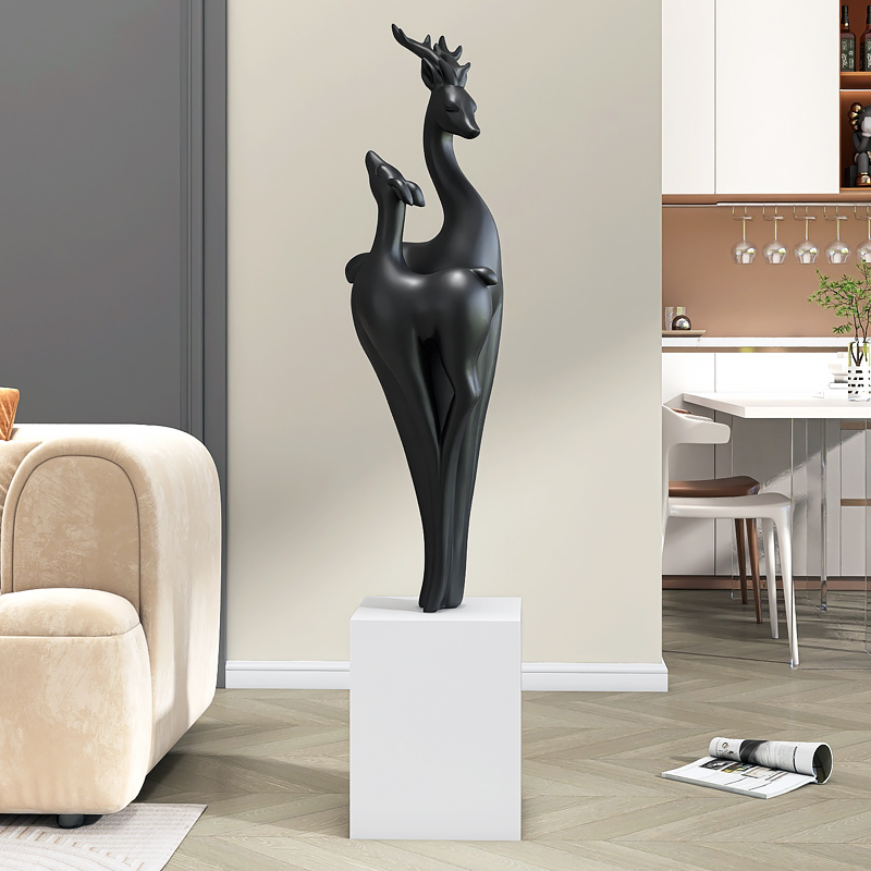 轻奢福鹿大型落地摆件客厅沙发电视柜旁家居装饰品开业乔迁礼物