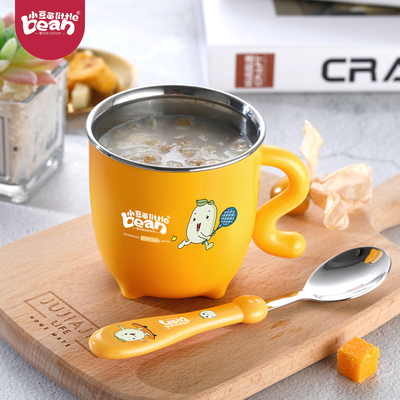 小豆苗儿童不锈钢水杯婴儿家用开口防摔宝宝敞口小孩喝水牛奶杯子