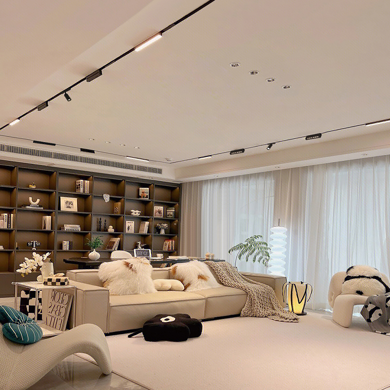 至御超薄明装磁吸轨道灯无边框嵌入式客厅别墅无主灯射灯商业照明