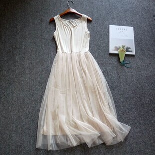 吊带纱裙女中长款秋冬内搭打底裙背心蕾丝长裙仙女黑色网纱连衣裙