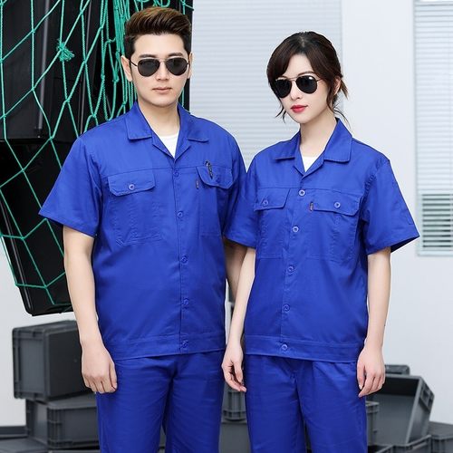 夏季纯棉工作服套装男长短袖薄款耐磨电焊工装防烫劳保服上衣定制