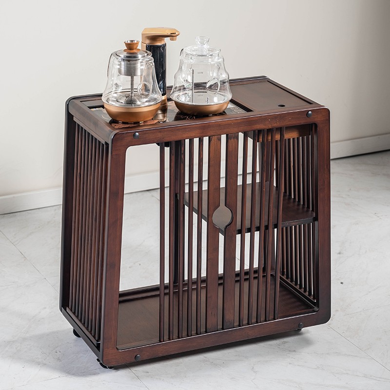 新中式茶桌边柜客厅全自动烧水壶一体式实木家用茶室边几移动茶台