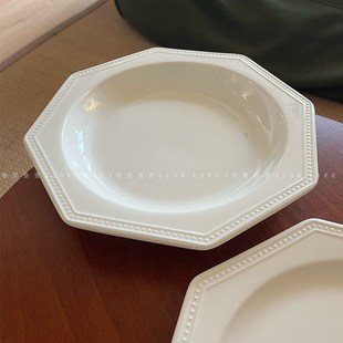 朴简杂货 中古器型陶瓷盘 甜品盘西餐盘 菜盘白色餐具 实用好看