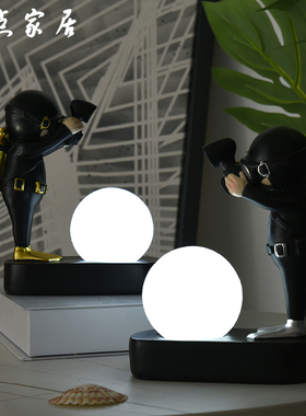 创意潜水员带灯绿萝水培植物花瓶玻璃透明水养花插桌面装饰摆件