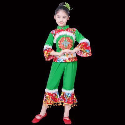 元旦儿童喜庆演出服民族舞蹈服开门红中国梦娃灯笼服装儿童秧歌服