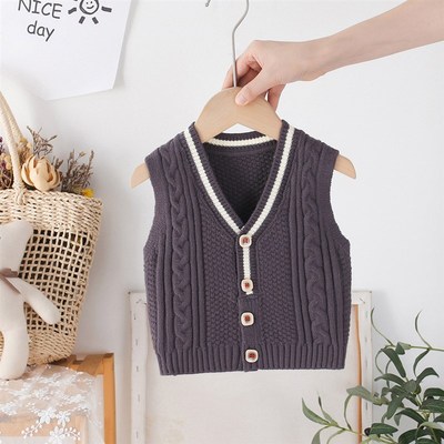 春秋薄款婴儿马甲针织宝宝毛衣开衫背心外穿男童马夹内穿儿童韩式