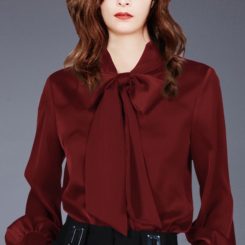 高档气质酒红色衬衫女装2025夏季新款长袖百搭外穿上衣设计感衬衣