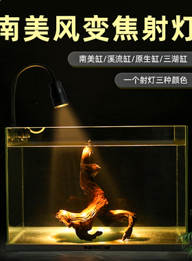 鱼缸射灯变焦灯南美造景专用小型水草灯防水夹灯LED雷龙照明灯具