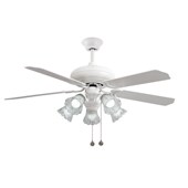 白色轻奢吊扇灯静音木叶电扇灯客厅餐厅风扇灯欧式 家用风扇吊灯