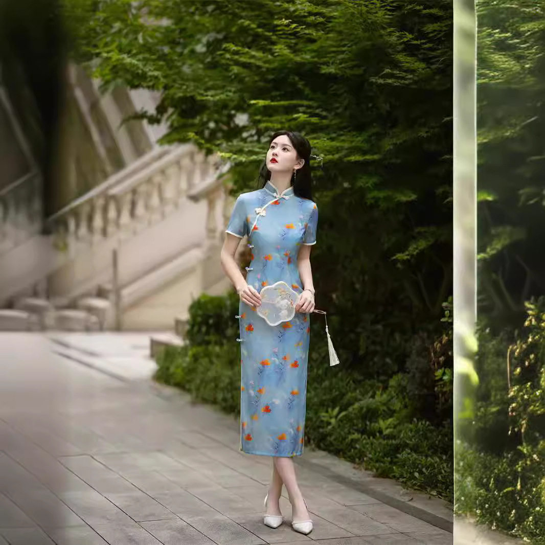 2025新款新中式民国风女装印花改良旗袍年轻款连衣裙日常小洋装