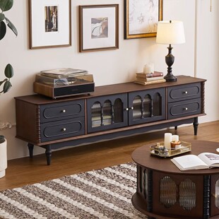 梵熙法式复古实木电视柜中古风落一体电视机组合柜美式客厅家用