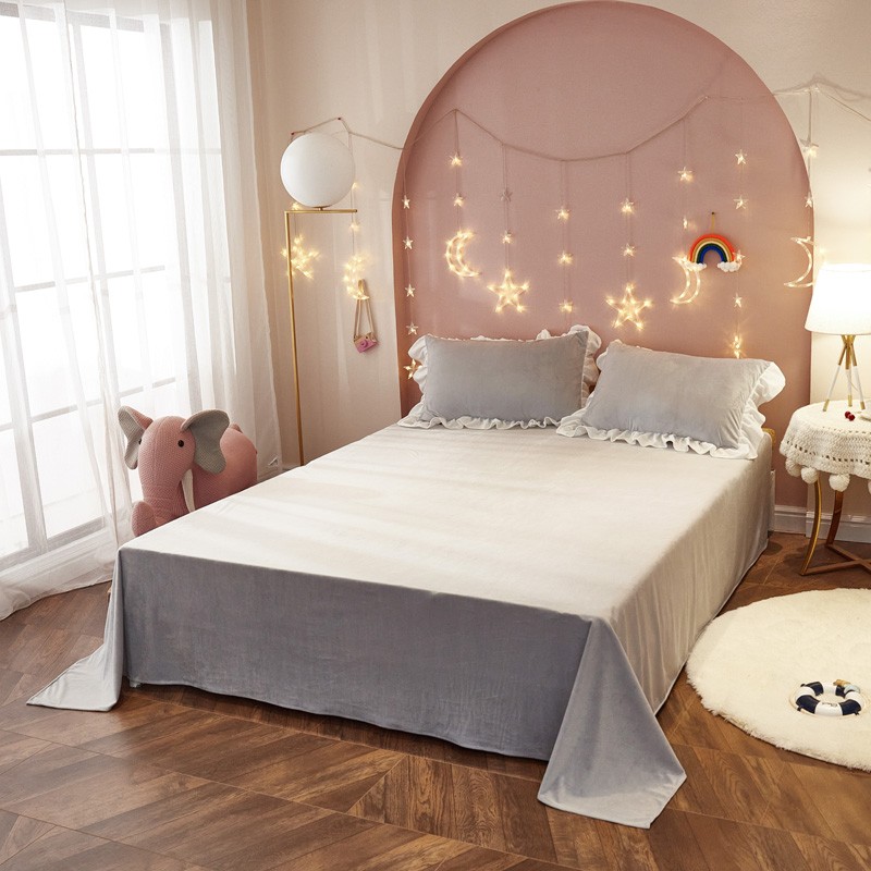 高克重宝宝绒床裙床罩单件床笠床单三件套秋冬牛奶法兰绒宿舍被单