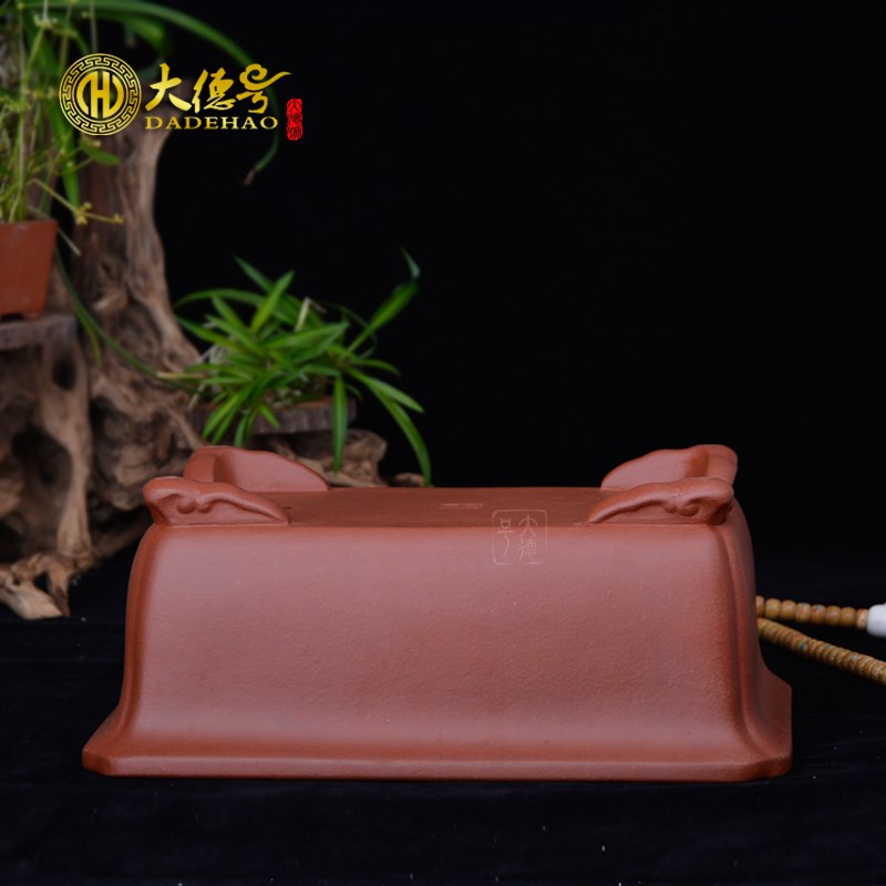 大德号 宜兴原矿紫砂花盆 盆景盆 古典家居摆件 长方盆悬崖式盆栽