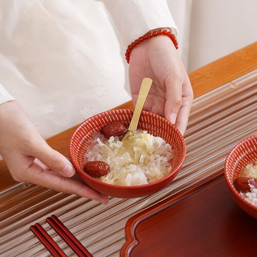 仲夏知己红色结婚碗筷套装一对陶瓷对喜碗陪嫁订婚礼物送新人礼品