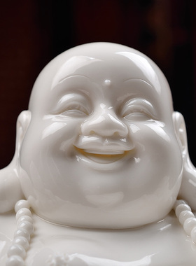 戴玉堂德化白瓷陶瓷瓷雕弥勒佛大肚佛佛像艺术装饰品摆件祥云笑佛