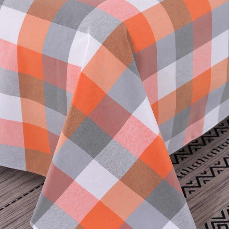 七彩鹊桥老粗布床上用品四件套1.8米格子纯棉全棉秋冬厚床单被套