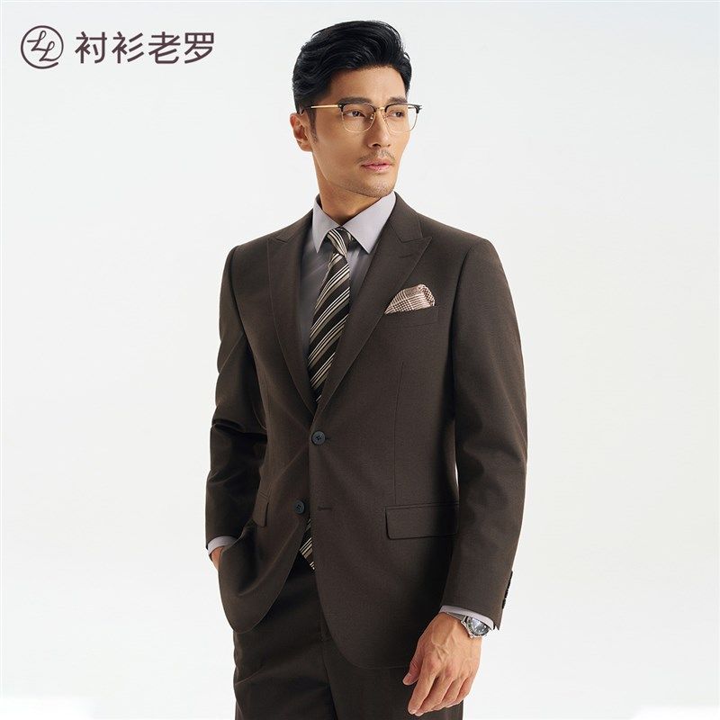 衬衫老罗[总裁T2]男士西服戗驳领可机洗西装轻薄套西247B0S508N